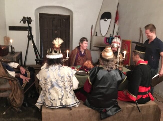 Image of behind the scenes of filming the Calington Castle movie